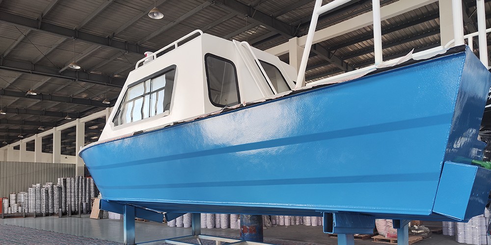 Boat coated for marine corrosion protection with durable polyurea protective coating