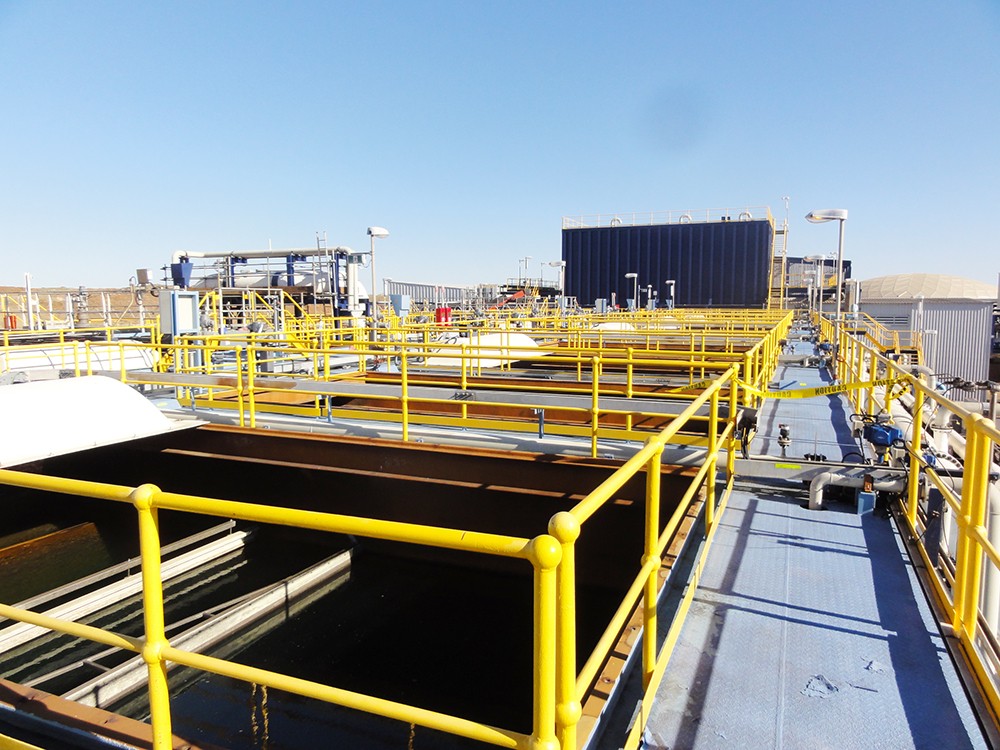 Seawater desalination treatment tanks protected with polyurea anti-corrosion coating system