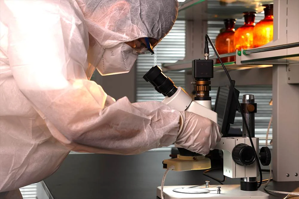 Laboratory review of a protective coating sample film