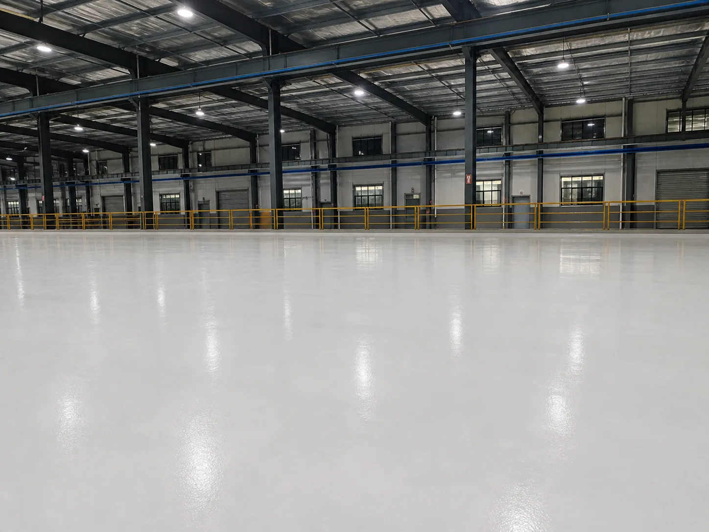 BW0-8027 polyaspartic floor coating applied on an industrial floor for abrasion-resistant protection