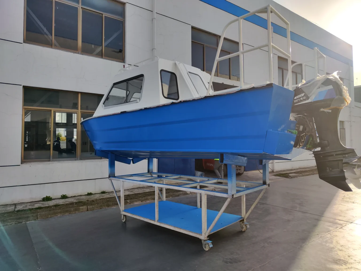 BW0-8028 polyaspartic metal anticorrosion coating applied to a boat hull for marine protection
