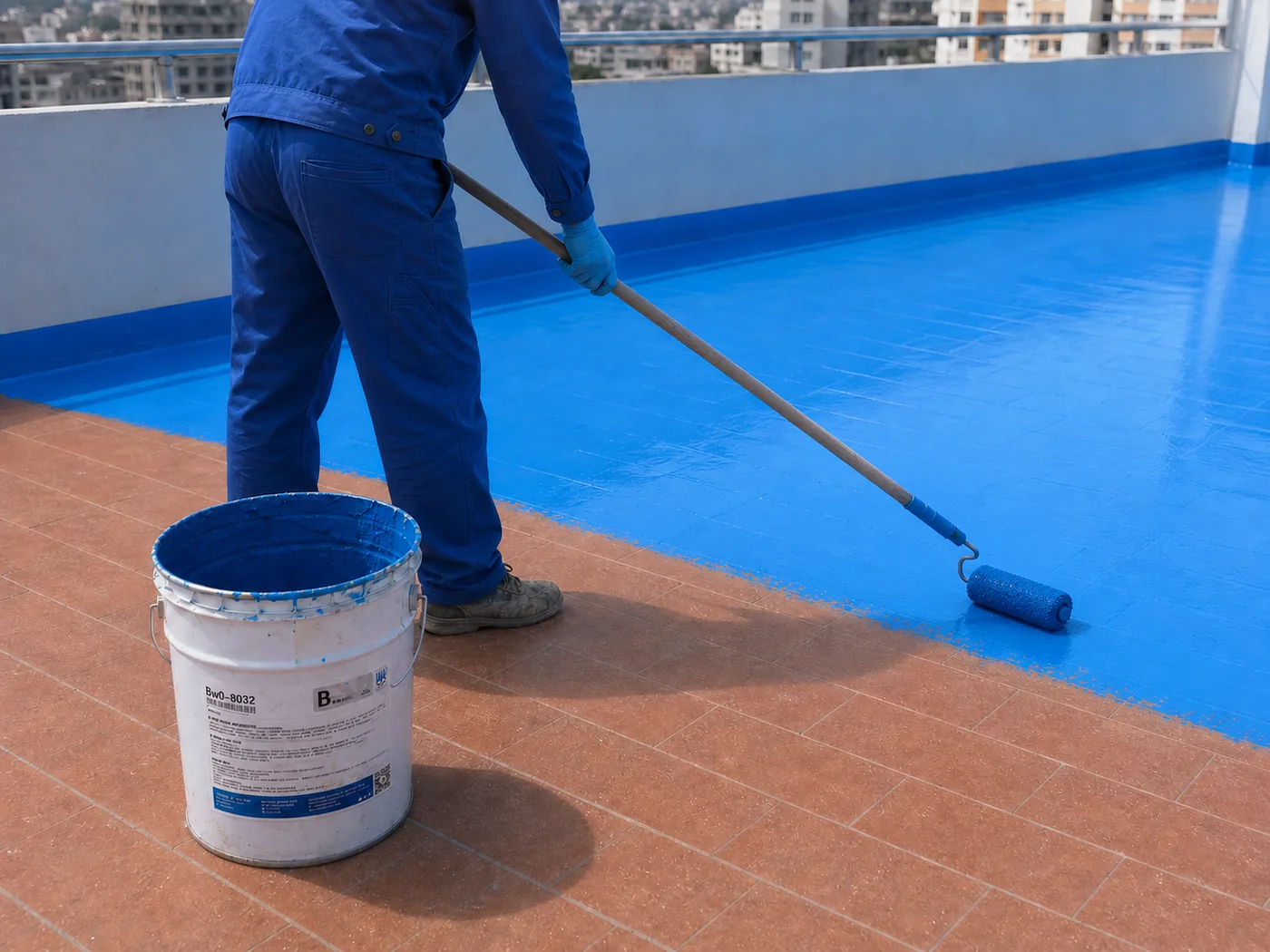 Close application detail of BW0-8032 solvent-free two-component polyaspartic topcoat