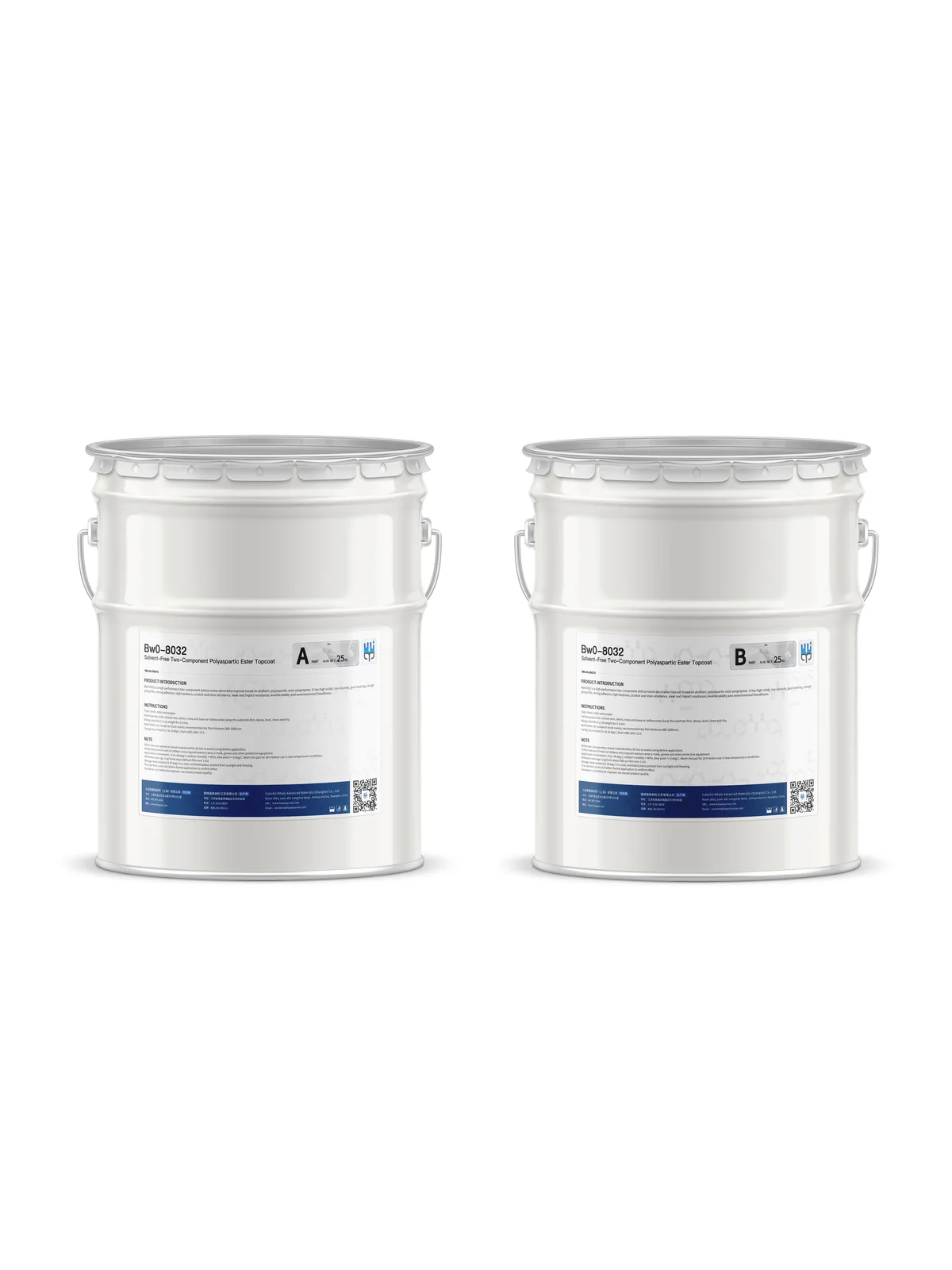 BW0-8032 Solvent-Free Polyaspartic Topcoat official A and B component product packaging