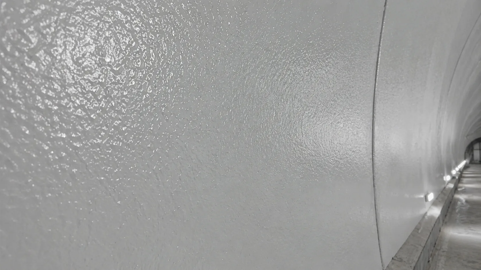 Detail view of BW3-9007 polyurea fire-retardant anticorrosion protective coating inside a traffic tunnel