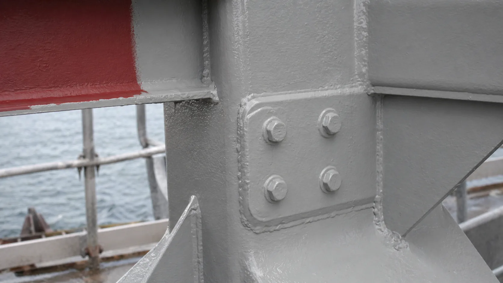 Detail view of BW3-9009 aliphatic polyurea anticorrosion waterproof coating on a steel structure