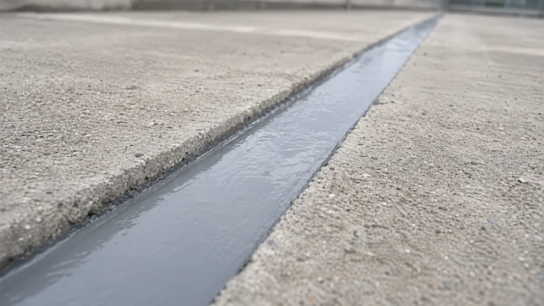 Finished detail of BW6-189 polyurea concrete joint sealant in a sealed expansion joint