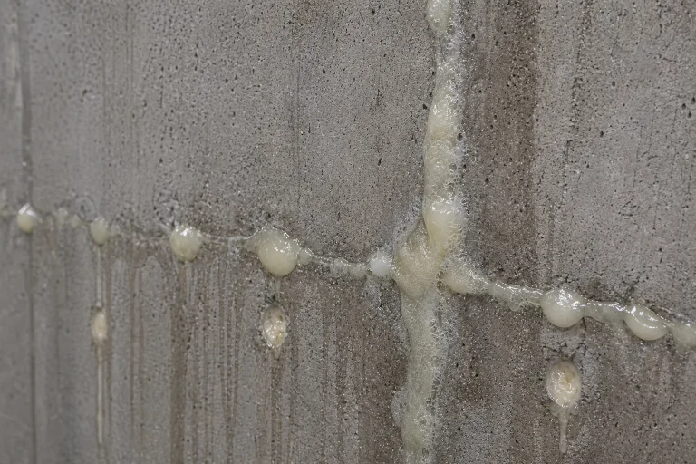 Finished detail after BW6-190 polyurea grouting plugging agent concrete leak repair