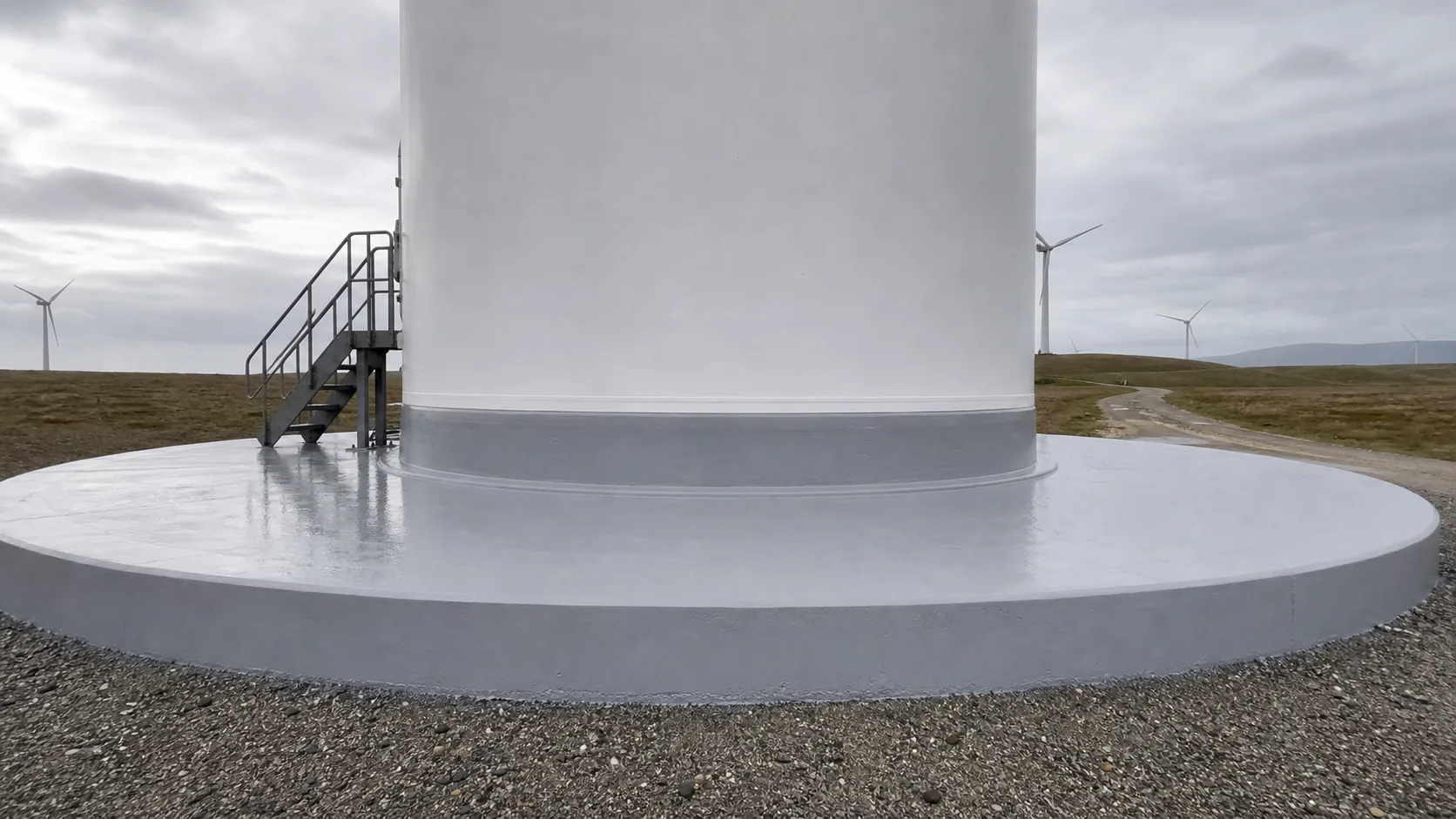 BW6-8526 aliphatic hand-applied thick-film polyurea coating used for waterproof anticorrosion protection around a tank base