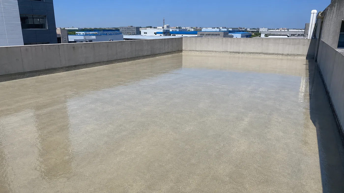 Large rooftop concrete area sealed with BW8009 high-penetration polyurea primer