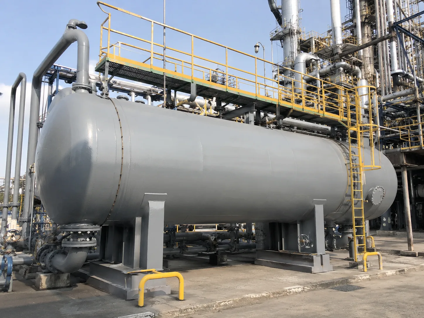 Industrial steel tank with polyurea anti-corrosion protective coating system for outdoor service