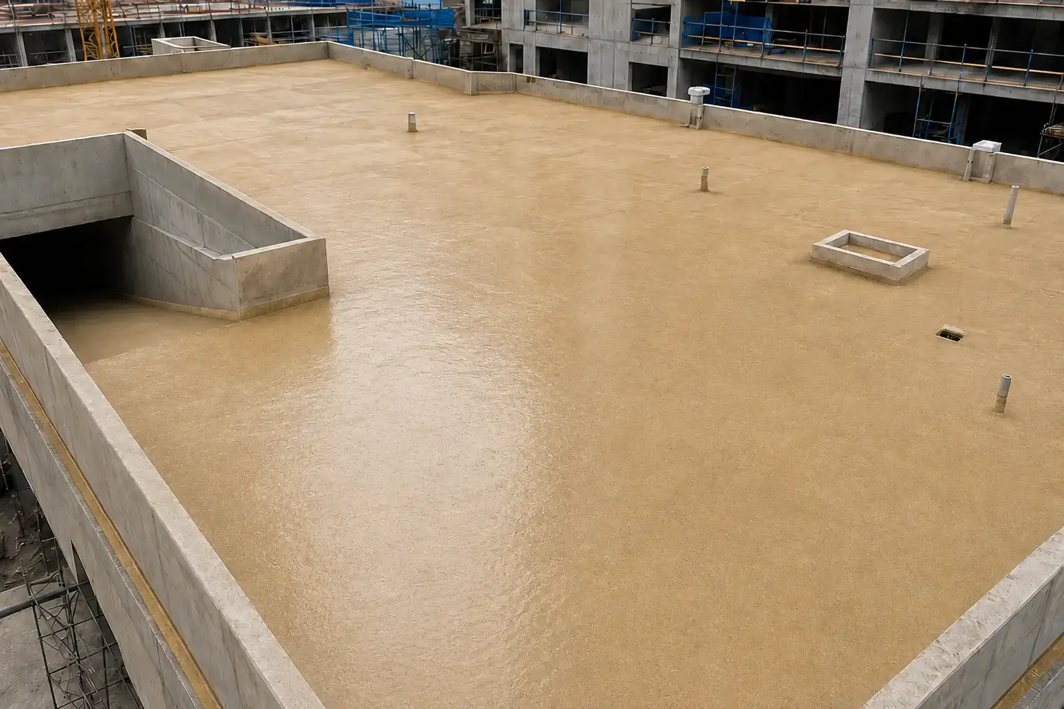 BW8010 quartz sand leveling repair surface on basement garage roof deck before main spray polyurea membrane