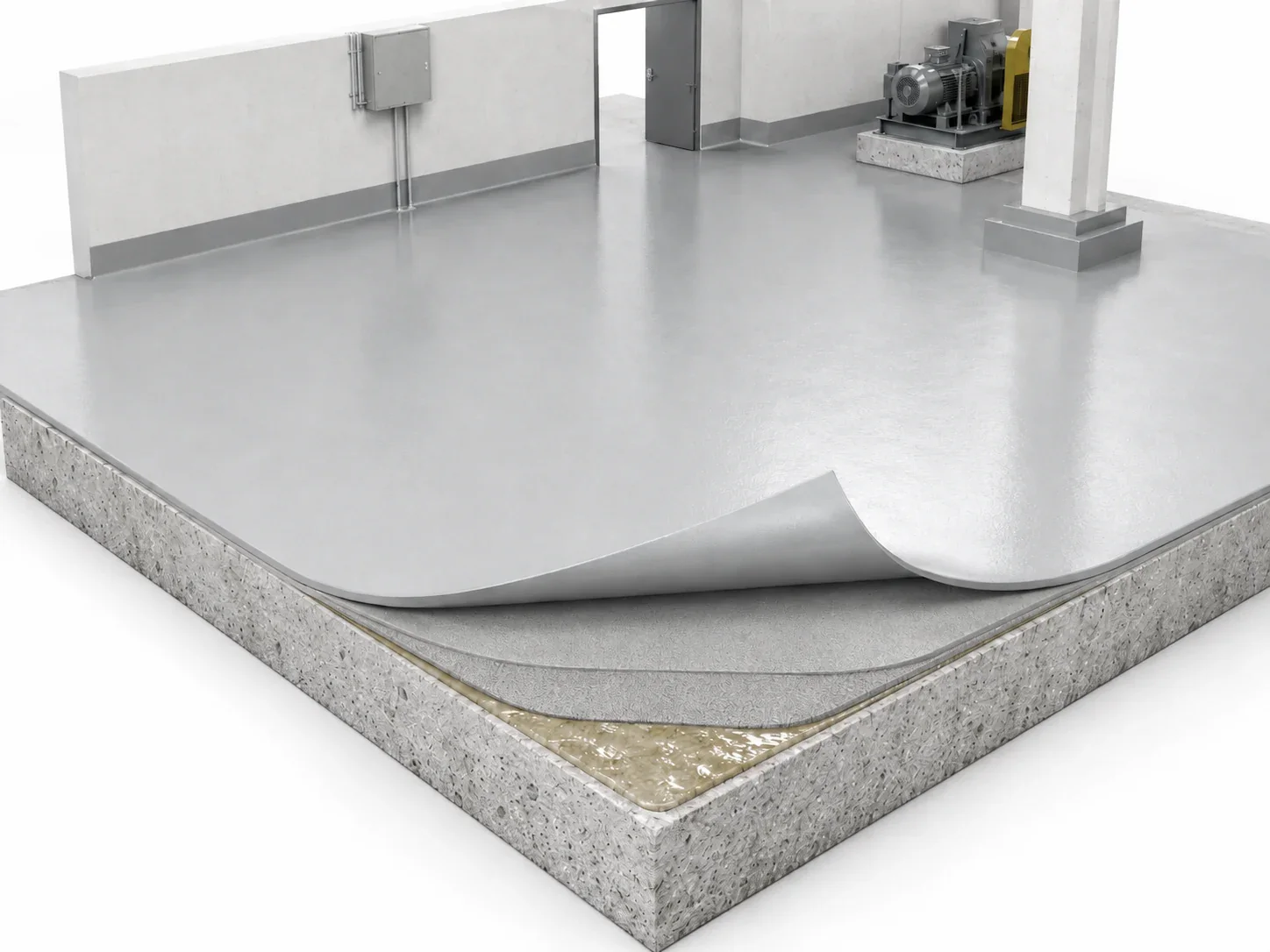 Concrete hand-applied polyurea floor system overview for BW8009 BW6-9527 and BW0-8027 workshop floor protection