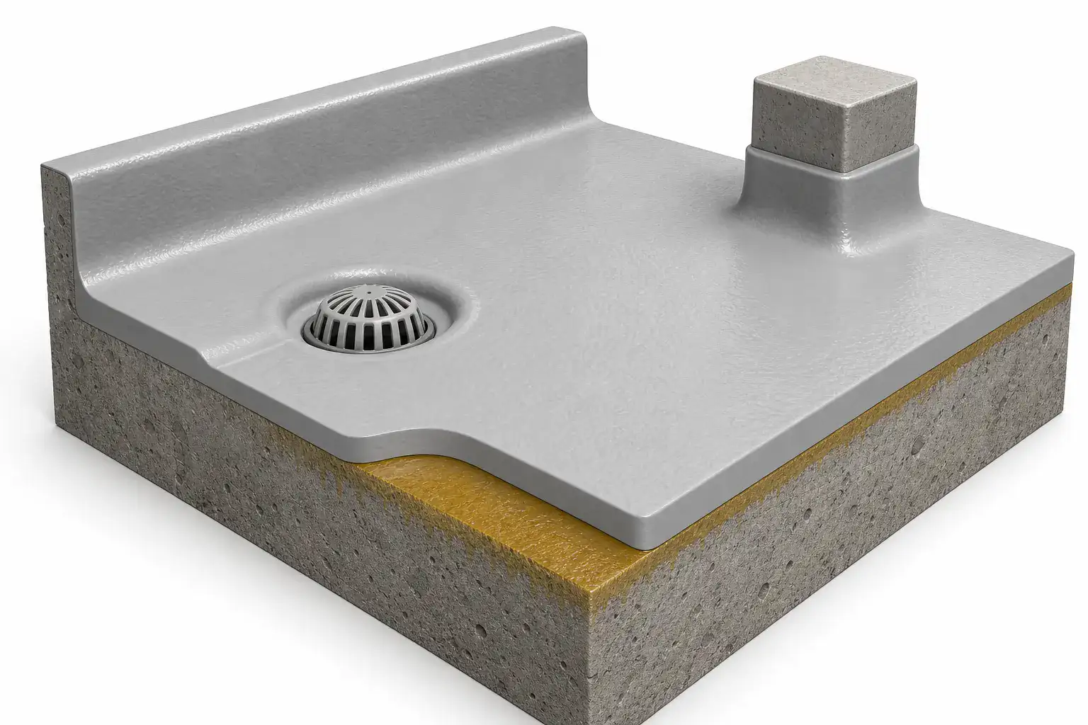 BW6-9528 hand-applied polyurea membrane detail on concrete roof