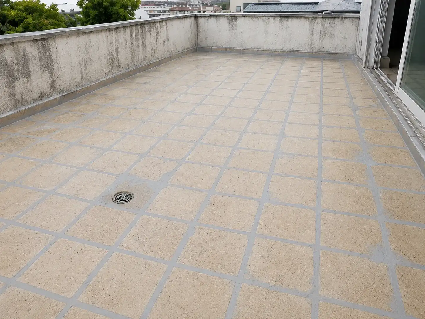BW6-9527 quartz sand joint filling application for old tile overlay waterproofing and protection system