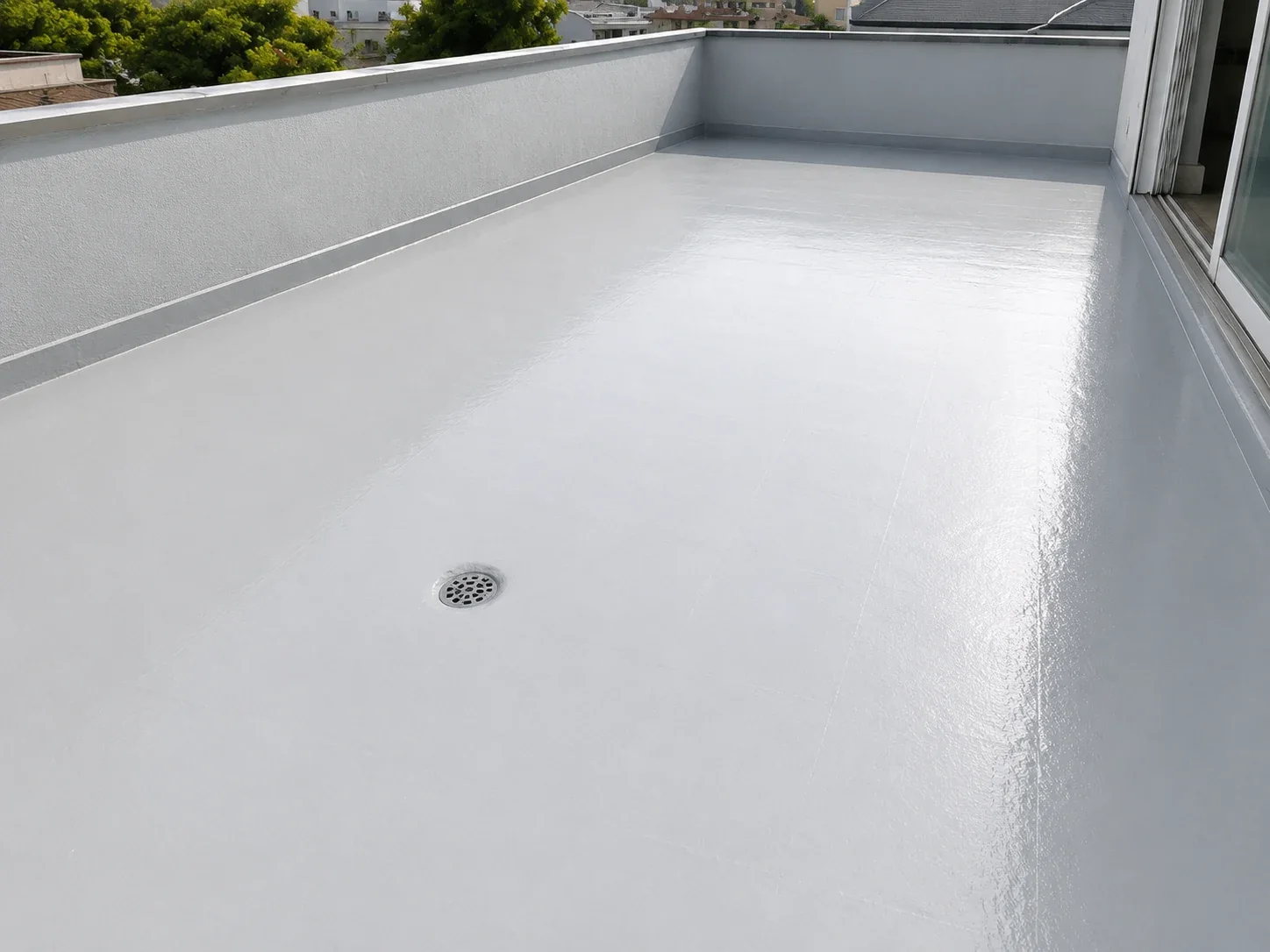 Finished BW8032 polyaspartic surface overlay protection for old tile waterproofing renovation system