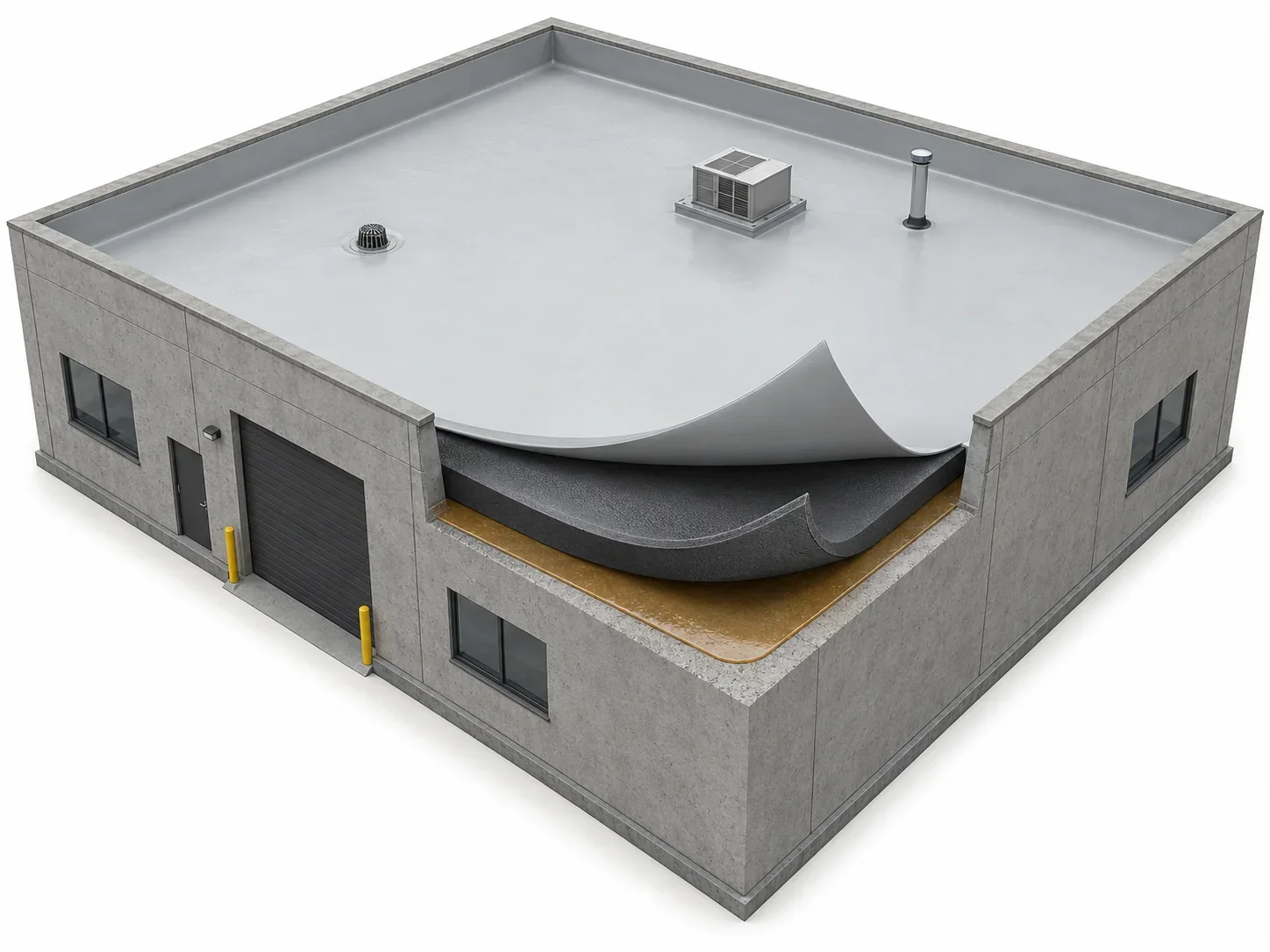 Spray polyurea concrete roof waterproofing system build-up with BW8009 primer BW3-900 membrane and BW0-8029 topcoat