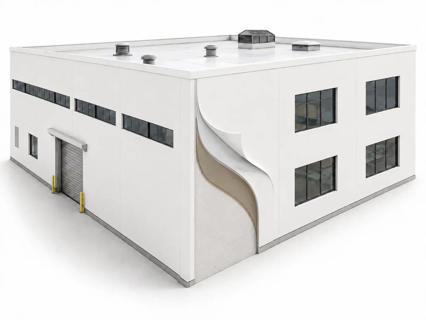 Polyaspartic wall waterproofing and weather protection system overview with prepared wall, BW8009 primer and two BW0-8029 coats