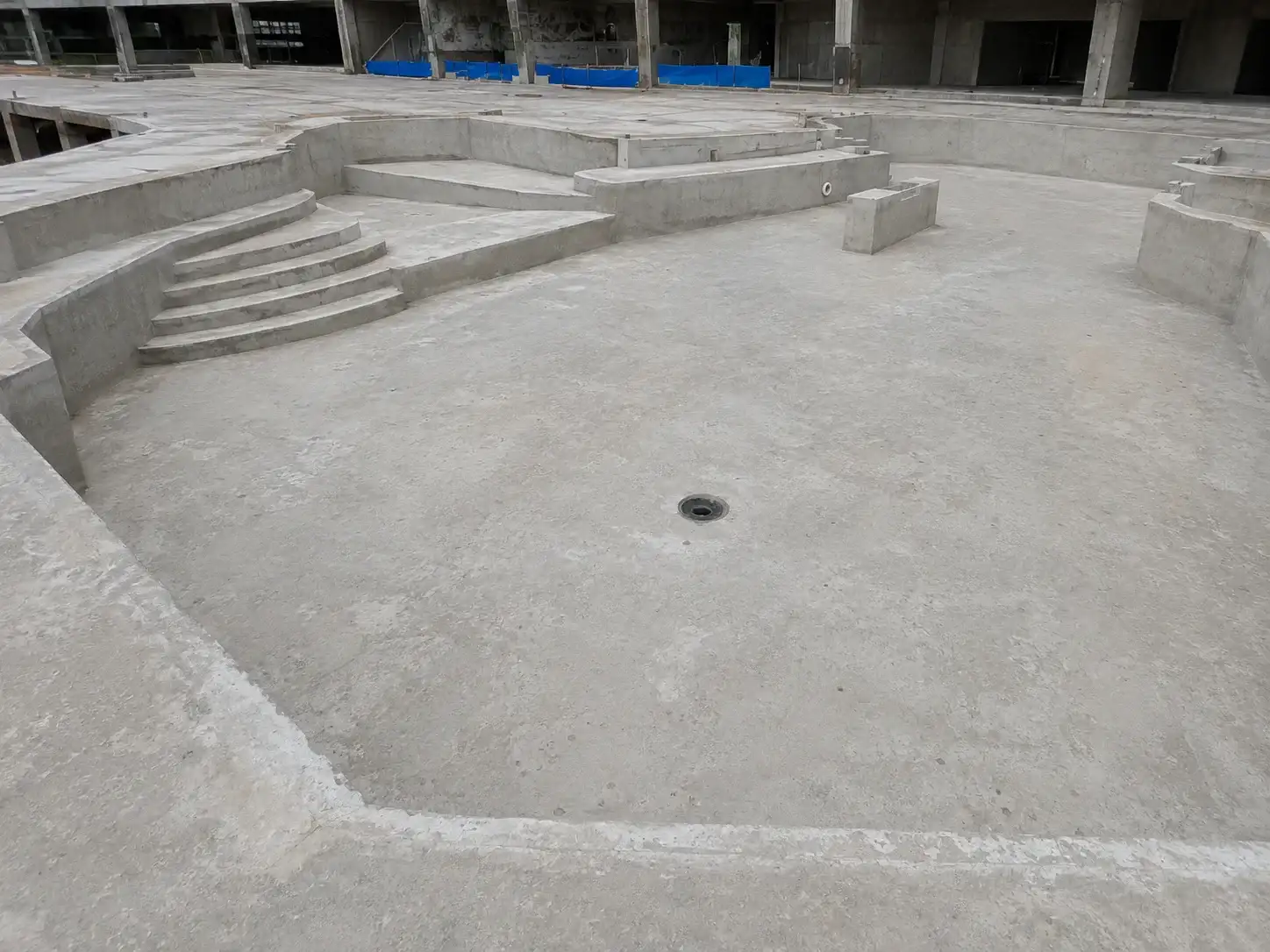 Concrete pool substrate preparation before BW8010 primer and spray polyurea waterproofing