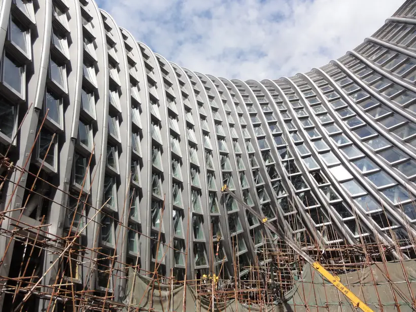Architectural façade steel structure protected with anti-corrosion coating system