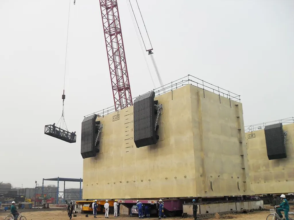 Concrete-side coating protection reference for desalination infrastructure module