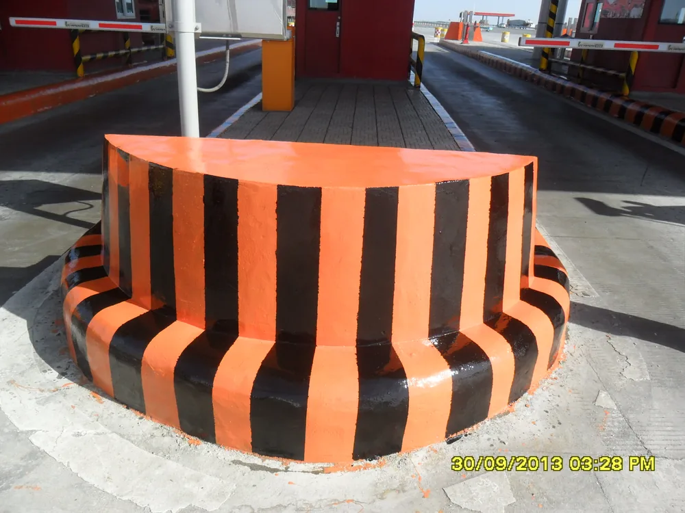 Bridge local concrete protection area with exposed protective topcoat