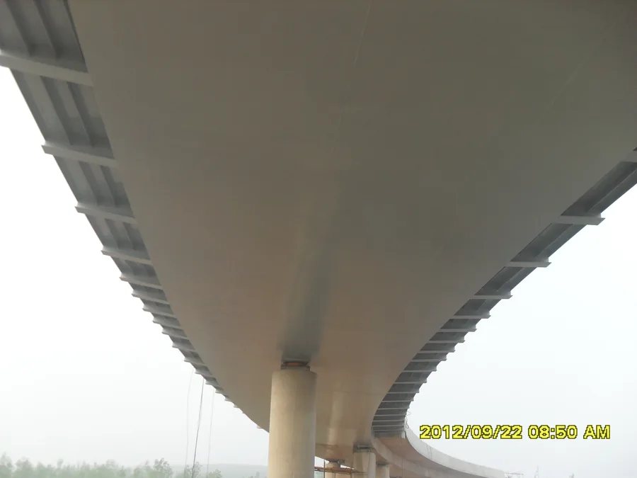Bridge guardrail steel members before exposed protective coating