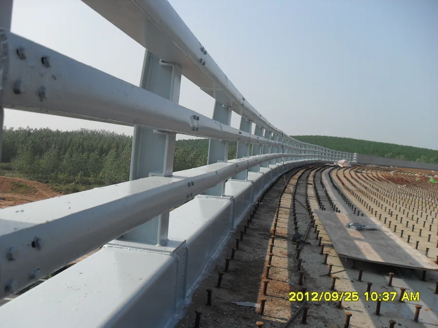 Bridge railing bolts and steel plate details protected with coating