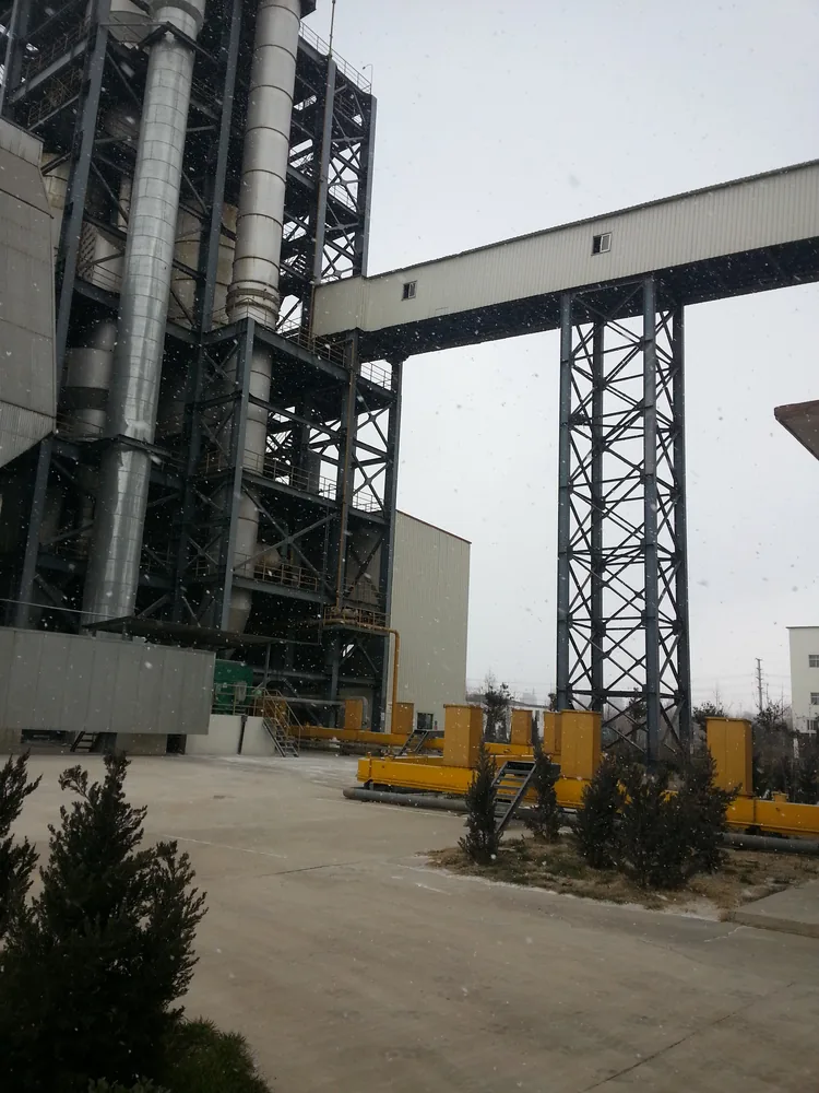 Industrial pipe rack and steel support frame after coating application