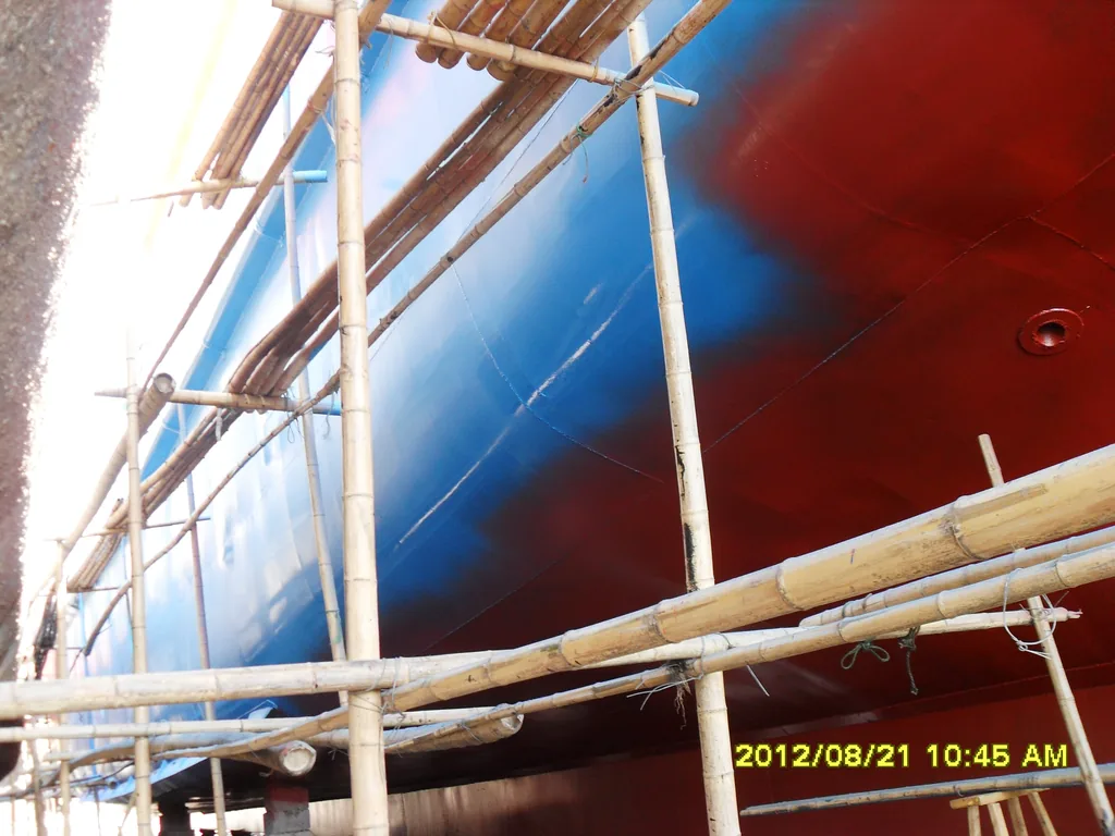 Fishing boat hull with polyurea anti-corrosion protective coating