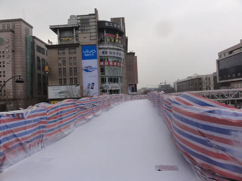 Urban pedestrian overpass walkway and parapet edge protection reference