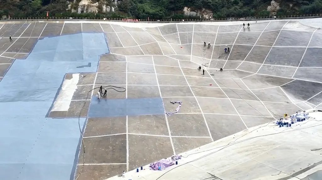 Reservoir concrete panels with partial spray polyurea waterproofing membrane