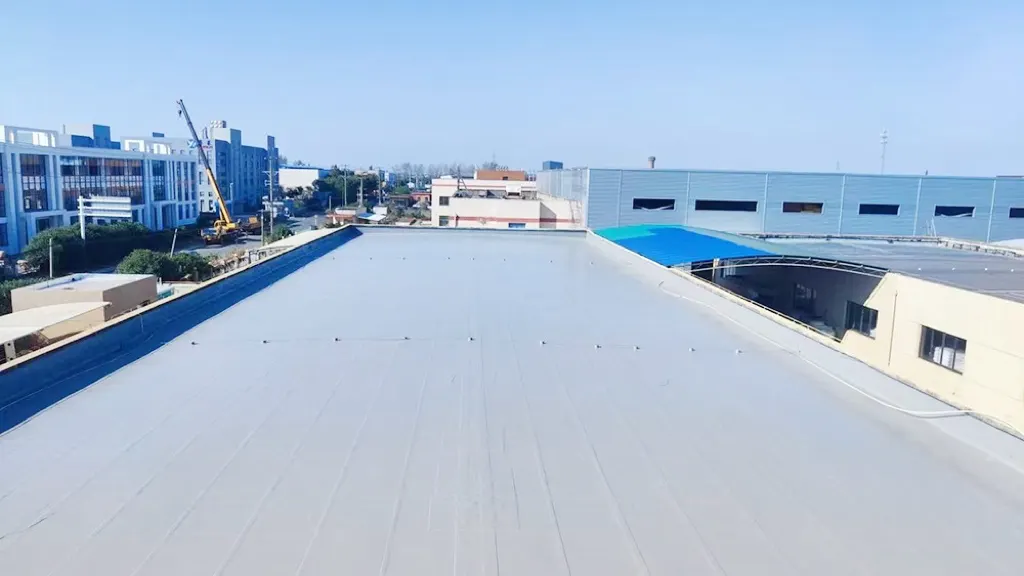 Finished exposed roof surface after polyurea waterproofing renovation