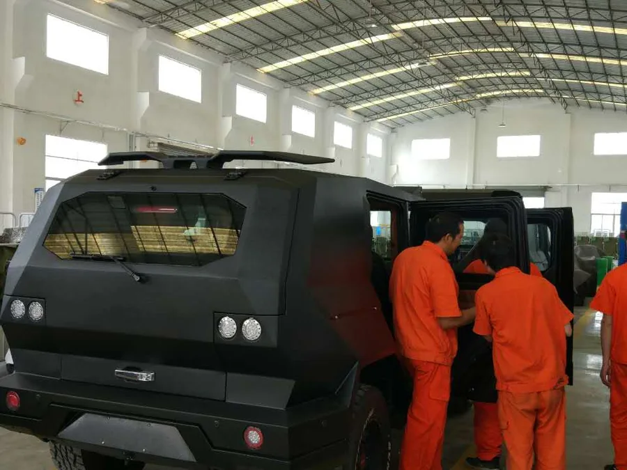 Special-purpose vehicle rear body during exterior coating inspection