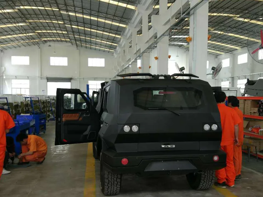 Special-purpose vehicle in workshop after polyurea surface protection