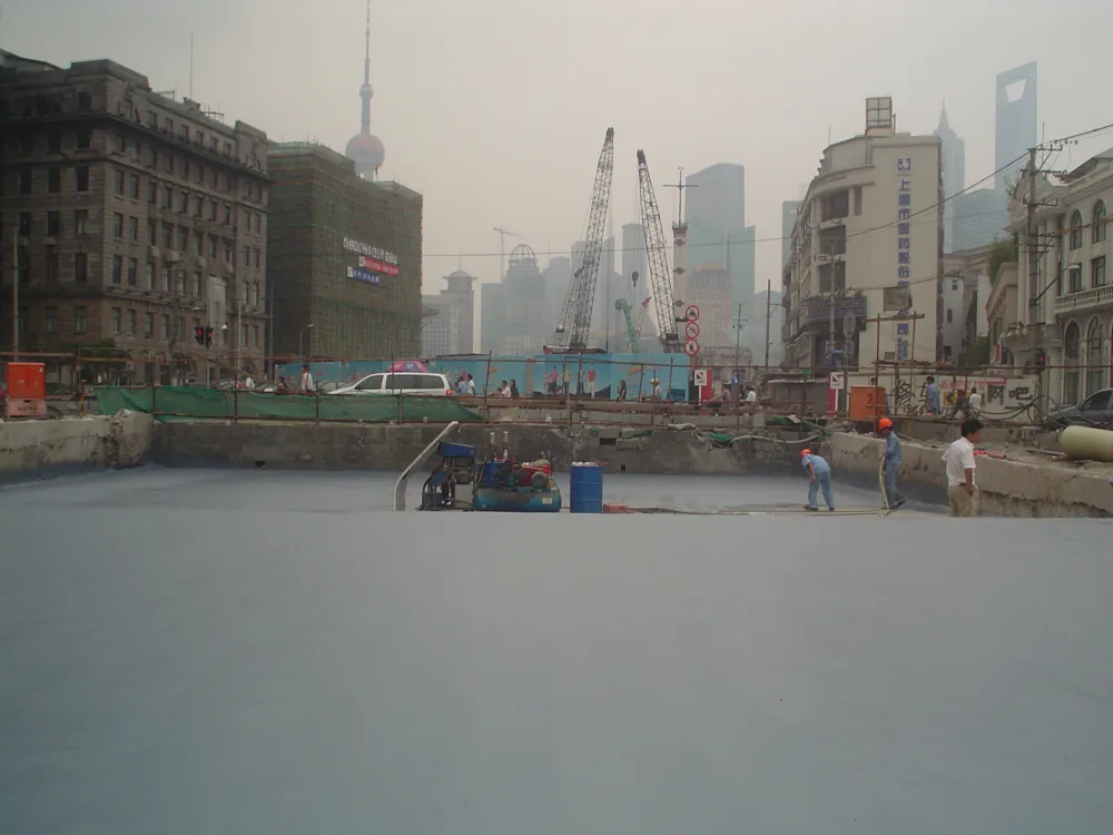 Large-area spray polyurea waterproofing on underground structure top slab