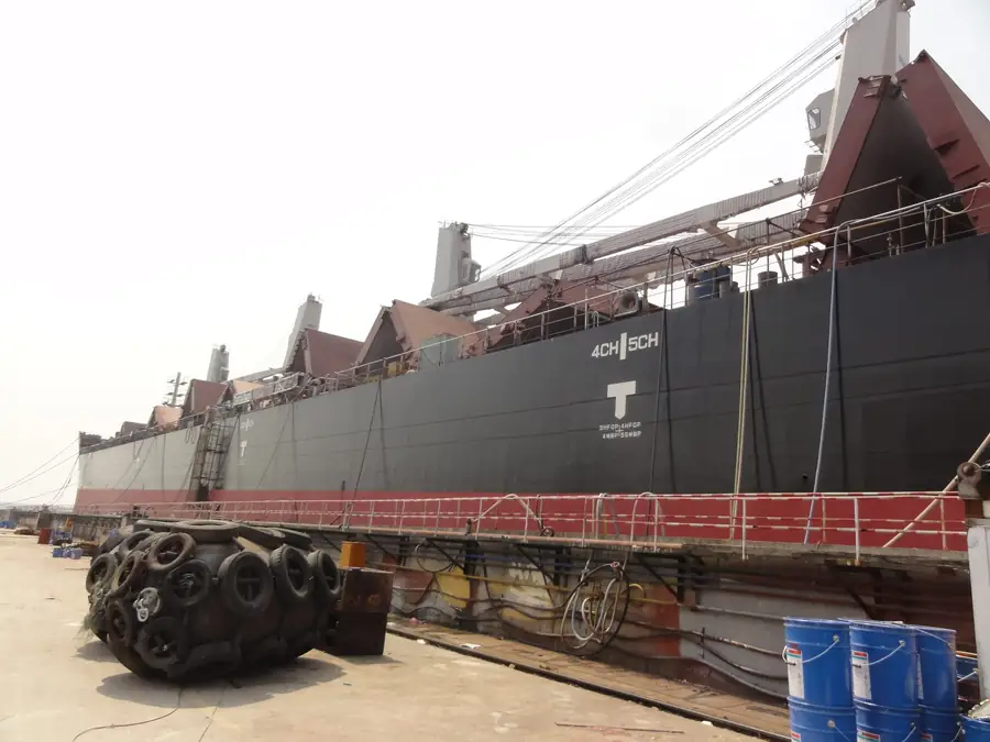 Ship exterior hull with BW3-951 spray polyurea protective coating