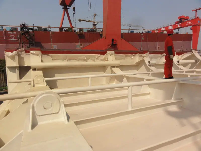 Ship internal ribs and stiffeners with polyurea corrosion protection