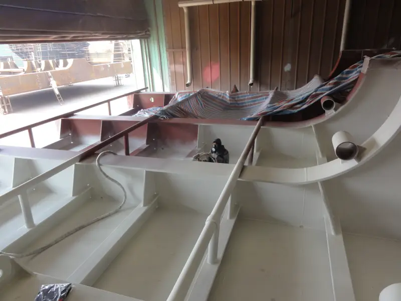 Ship hull-section steel details with continuous polyurea protective membrane