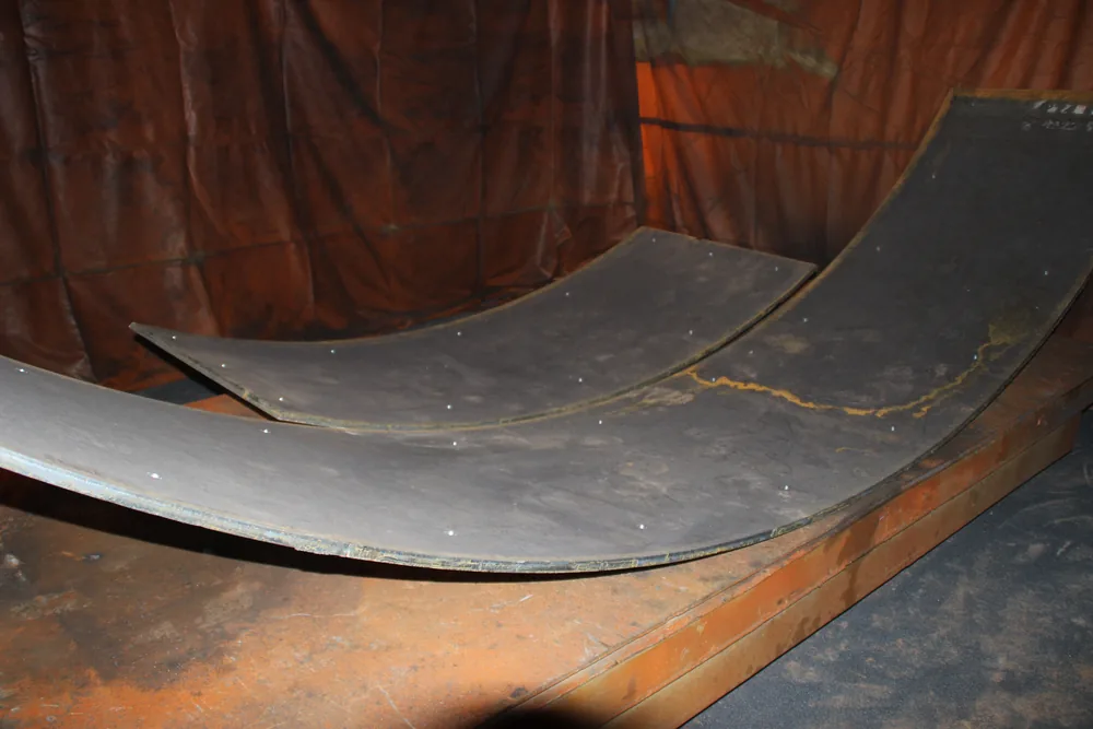 Steel plate before abrasive blasting for subway tunnel protection project