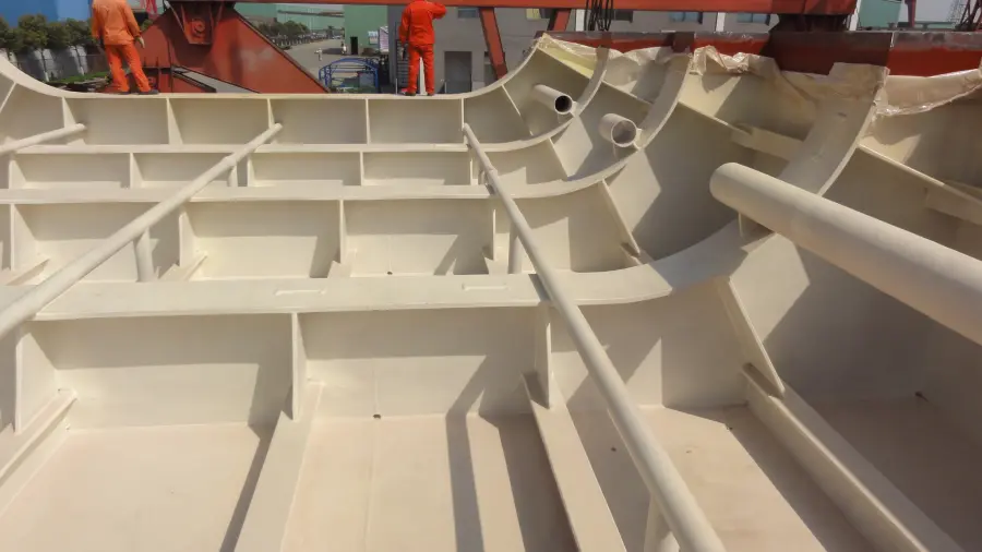 Ship internal steel compartment with BW3-951 spray polyurea protective coating